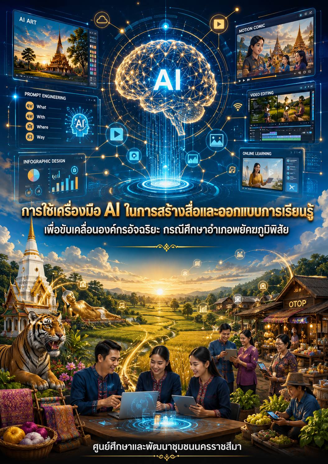 เอกสารถอดองค์ความรู้ (KM) เรื่อง "การใช้เครื่องมือ AI ในการสร้างสื่อและออกแบบการเรียนรู้ เพื่อขับเคลื่อนองค์กรอัจฉริยะ: กรณีศึกษาอำเภอพยัคฆภูมิพิสัย"