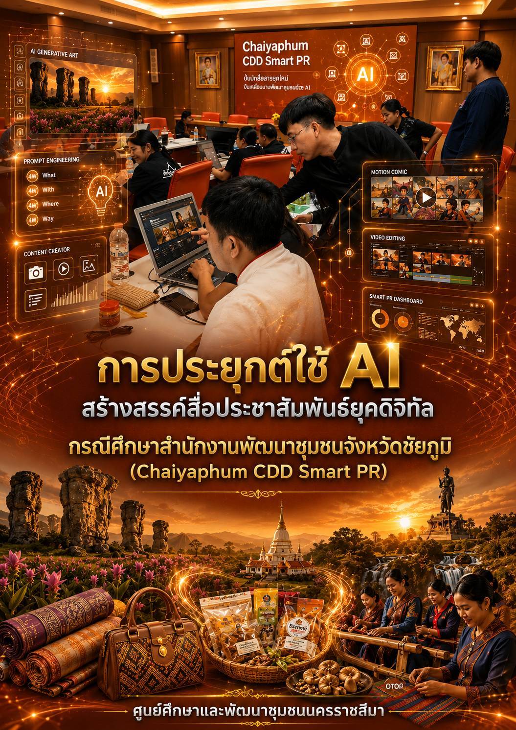 เอกสารองค์ความรู้การประยุกต์ใช้ AI สร้างสรรค์สื่อประชาสัมพันธ์ยุคดิจิทัล : กรณีศึกษาสำนักงานพัฒนาชุมชนจังหวัดชัยภูมิ (Chaiyaphum CDD Smart PR) 